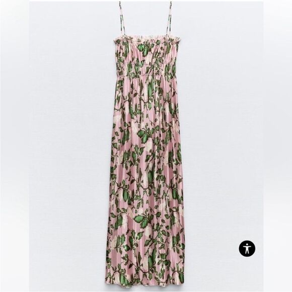 Zara Printed Pleated Multi Print Floral Contemporary Feminine Cottage Core Dress - Picture 3 of 16
